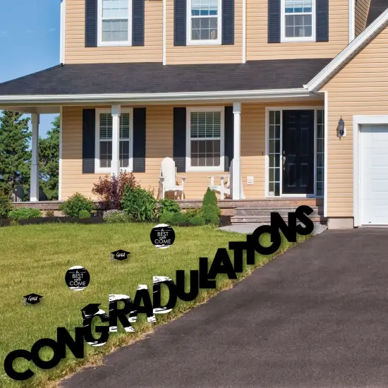 Big Dot of Happiness Black and White Graduation Party Yard Signs - Outdoor Lawn Decorations - ConGRADulations {3}