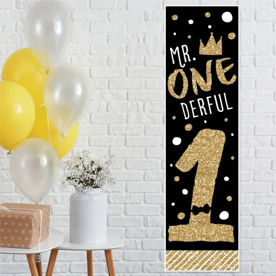 Big Dot of Happiness 1st Birthday Little Mr. Onederful - Boy First Birthday Party Front Door Decoration - Vertical Banner {1}