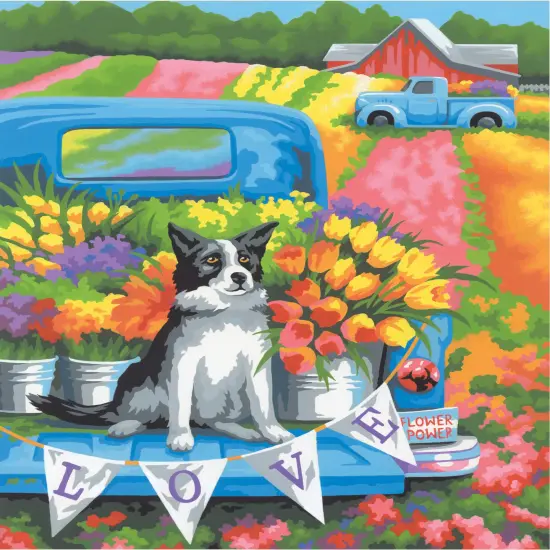 Paint Works Paint By Number Kit 11"X14"-Flower Power Dog {1}