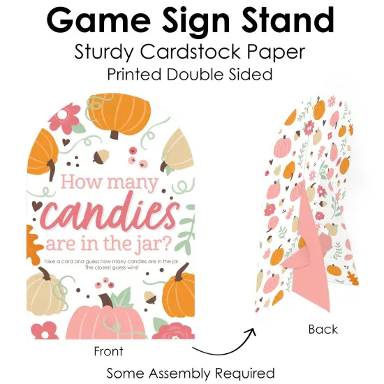 Big Dot of Happiness Girl Little Pumpkin - How Many Candies Fall Birthday Party or Baby Shower Game - 1 Stand and 40 Cards - Candy Guessing Game {6}