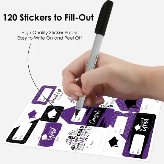 Big Dot of Happiness Purple Grad Best is Yet to Come Assorted Purple Graduation Party Gift Tag Labels To and From Stickers 12 Sheets 120 Stickers {4}