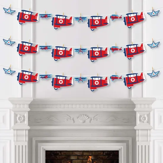 Big Dot of Happiness Taking Flight - Airplane - Vintage Plane Baby Shower or Birthday Party DIY Decorations - Clothespin Garland Banner - 44 Pieces {4}