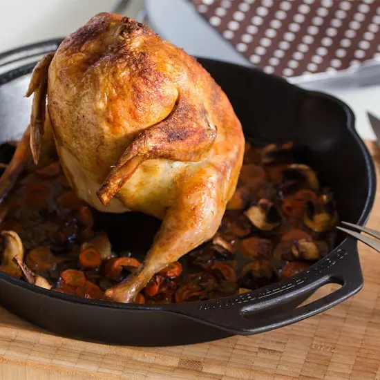 Petromax Poultry Roaster Pan, Cast Iron Roasting Cookware for Oven or Grill, 11.8" x 11.8" x 3.9" with Handles and Pour Spout {3}