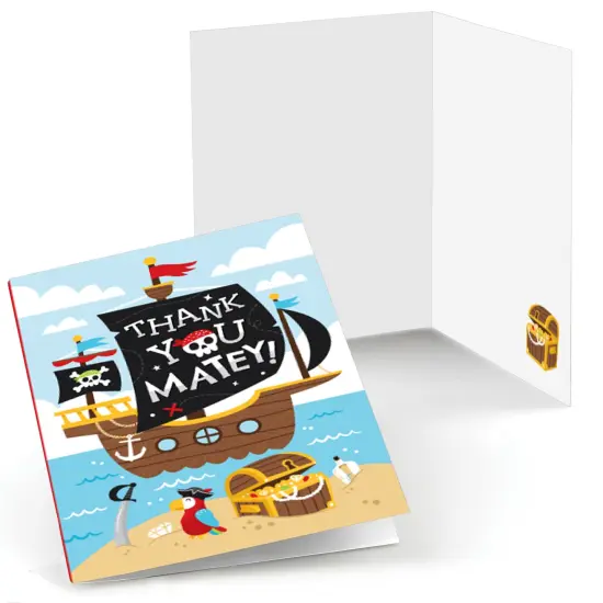 Big Dot of Happiness Pirate Ship Adventures - Skull Birthday Party Thank You Cards (8 count) {1}