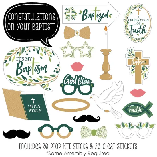 Big Dot of Happiness Baptism Elegant Cross - Religious Party Photo Booth Props Kit - 20 Count {3}