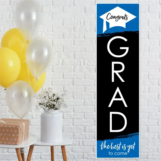 Big Dot of Happiness Blue Graduation Party Door Decoration - Vertical Banner {1}