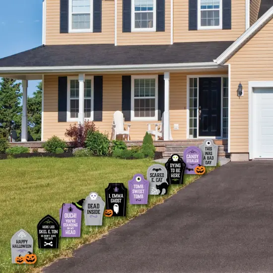 Big Dot of Happiness Cute and Colorful Tombstones - Lawn Decorations - Outdoor Kids Halloween Party Yard Decorations - 10 Piece {4}