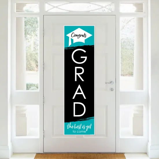 Big Dot of Happiness Teal Graduation Party Door Decoration - Vertical Banner {3}