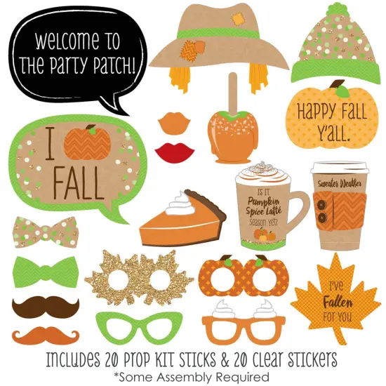 Big Dot of Happiness Pumpkin Patch - Fall, Halloween or Thanksgiving Party Photo Booth Props Kit - 20 Count {3}