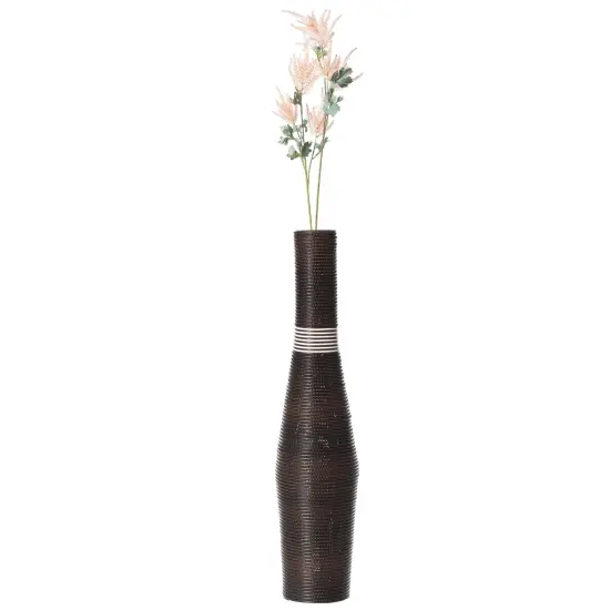 Tall Decorative Unique Floor Vase, Freestanding Designer Modern Floor Vase, floor flower vase, PVC Floor Vase, Large Flower Holder, 41-Inch-Tall Vase Brown {7}