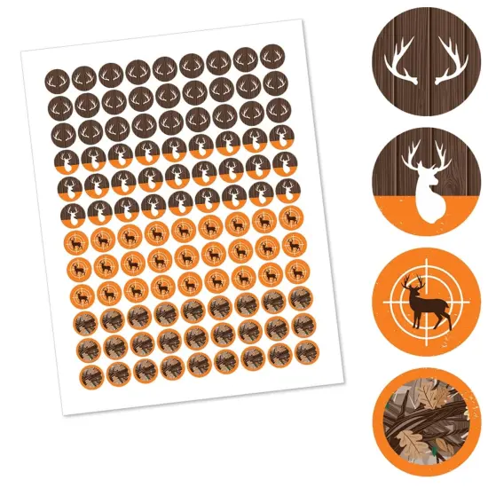 Big Dot of Happiness Gone Hunting - Deer Hunting Camo Party Round Candy Sticker Favors - Labels Fits Chocolate Candy (1 sheet of 108) {3}