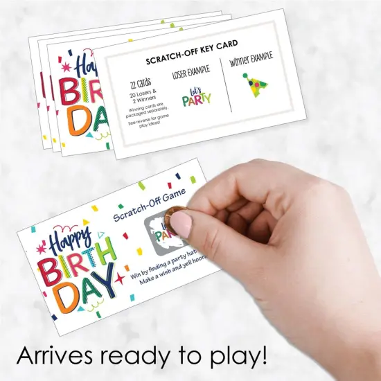 Big Dot of Happiness Cheerful Happy Birthday - Colorful Birthday Party Game Scratch Off Cards - 22 Count {3}