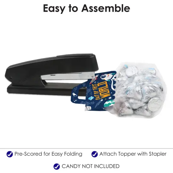 Big Dot of Happiness Blast Off to Outer Space Rocket Ship Baby Shower or Birthday Party Clear Goodie Favor Bag Labels Candy Bags with Toppers 24 Ct {6}