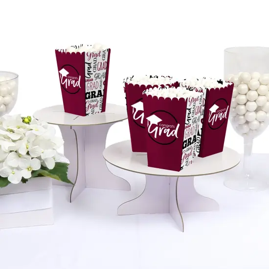 Big Dot of Happiness Maroon Graduation Party Favor Popcorn Treat Boxes - Set of 12 {4}