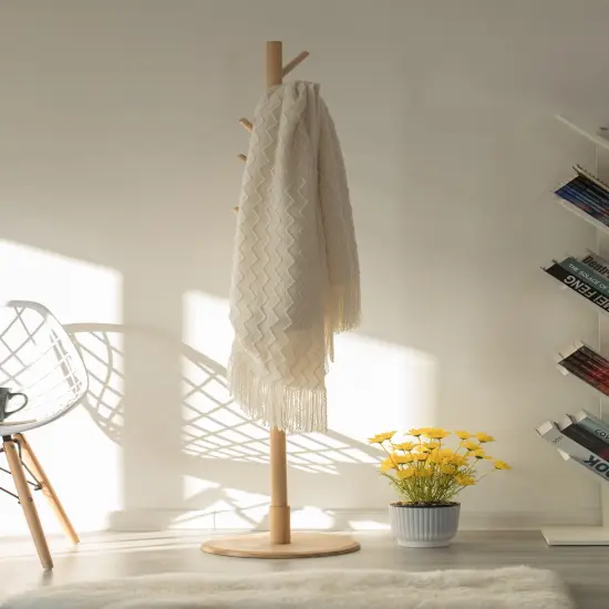 Decorative Throw Blanket - 50x60in Soft Knit with Delightful Fringe Edges for a Sophisticated and Cozy Touch to Your Living Space Lightweight, Breathable, Easy Care, Versatile, All-Season, Ideal for Lounging, Gifting White {6}