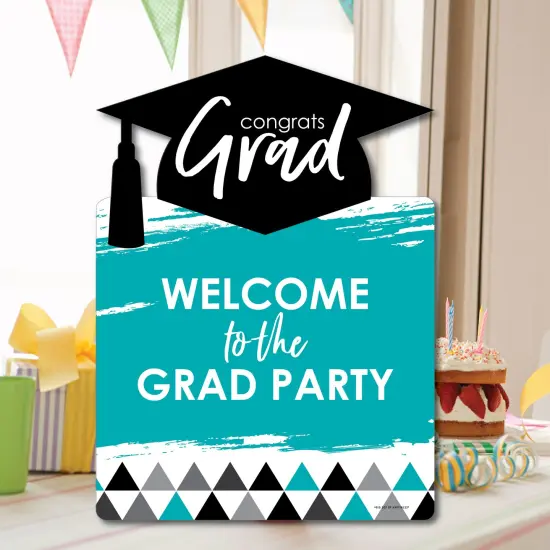 Big Dot of Happiness Teal Graduation Party Decorations - Grad Party Welcome Yard Sign {7}