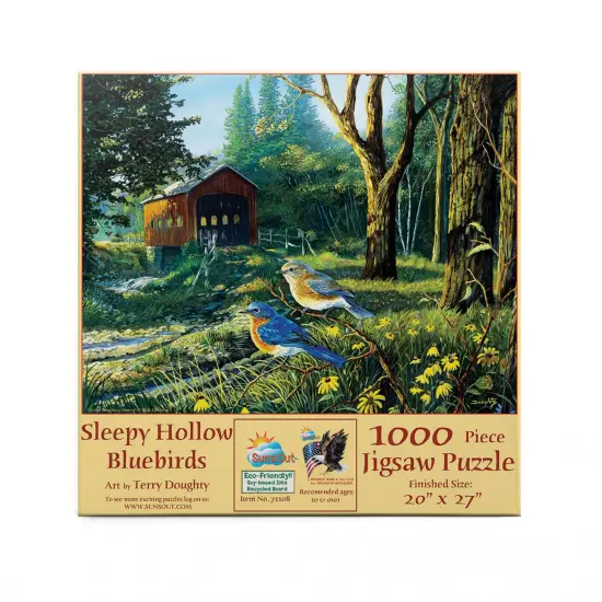 Sunsout Sleepy Hollow Blue Birds 1000 pc Jigsaw Puzzle 71108 {4}