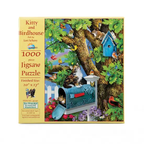 Sunsout Kitty and Birdhouse 1000 pc Jigsaw Puzzle 35240 {4}