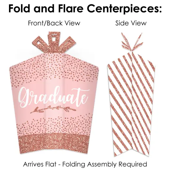 Big Dot of Happiness Rose Gold Grad - 2025 Graduation Party Decor and Confetti - Terrific Table Centerpiece Kit - Set of 30 {6}