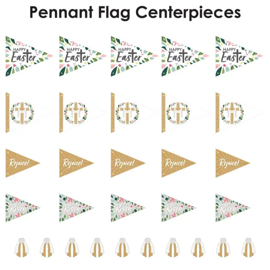 Big Dot of Happiness Religious Easter - Triangle Christian Holiday Party Photo Props - Pennant Flag Centerpieces - Set of 20 {7}