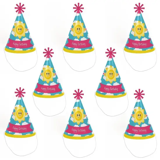 Big Dot of Happiness You are My Sunshine - Cone Happy Birthday Party Hats for Kids and Adults - Set of 8 (Standard Size) {7}
