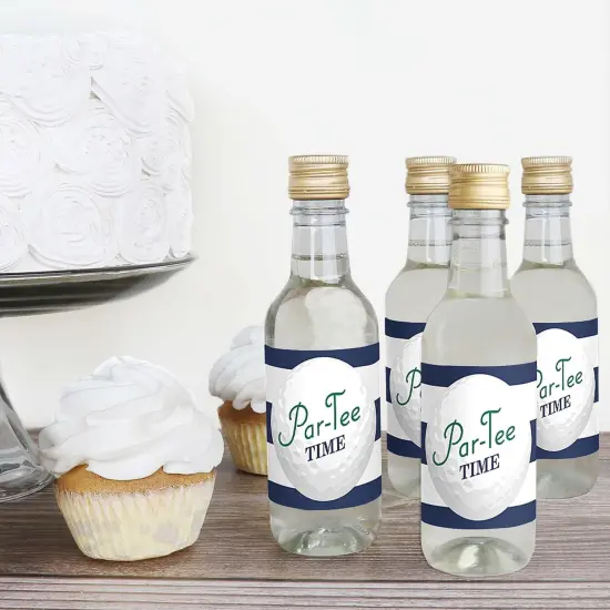 Big Dot of Happiness Par-Tee Time - Golf - Mini Wine and Champagne Bottle Label Stickers - Birthday or Retirement Party Favor Gift - Set of 16 {5}