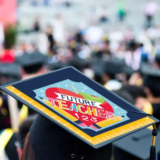 Big Dot of Happiness Teacher Grad - Education Graduation Cap Decorations Kit - Grad Cap Cover {4}