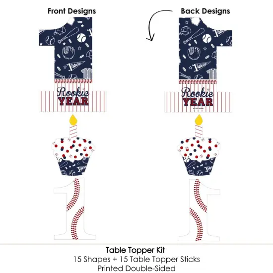 Big Dot of Happiness 1st Birthday Batter Up - Baseball - First Birthday Party Centerpiece Sticks - Table Toppers - Set of 15 {6}