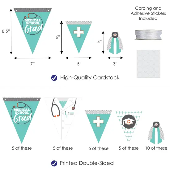 Big Dot of Happiness 30 Piece Medical School Graduation Party Pennant Triangle Banner {4}