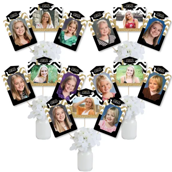 Big Dot of Happiness Tassel Worth The Hassle - Gold - Graduation Party Picture Centerpiece Sticks - Photo Table Toppers - 15 Pieces {1}