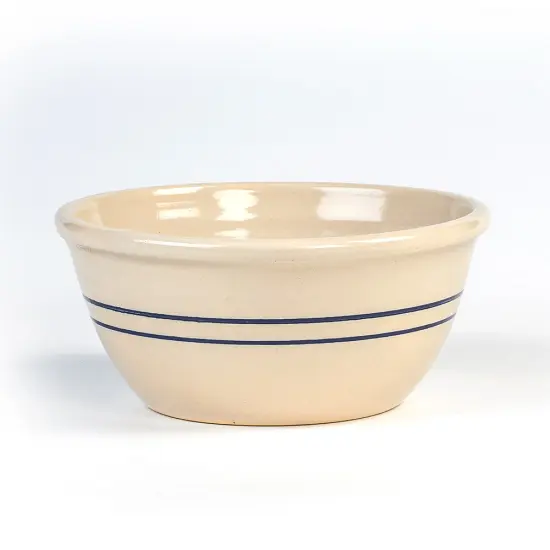Martinez Pottery Hand-Turned Heritage Blue Stripe Stoneware Mixing Bowl 10" {1}