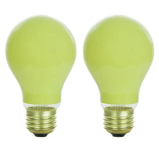 2Pk - Sunlite 25w A19 120v Medium Base Ceramic Yellow Colored Light Bulb {1}