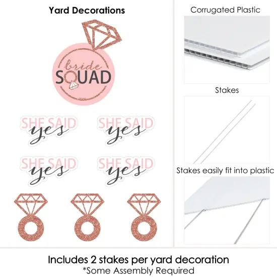 Big Dot of Happiness Bride Squad - Yard Sign and Outdoor Lawn Decorations - Rose Gold Bridal Shower or Bachelorette Party Yard Signs - Set of 8 {6}