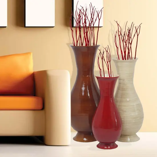 Tall Modern Decorative Floor Vase: Handmade, Natural Bamboo Finish, Contemporary Home D&eacute;cor, Handcrafted Bamboo, Elegant Interior Design, Bamboo Craftsmanship, Statement Piece for Modern Spaces {2}