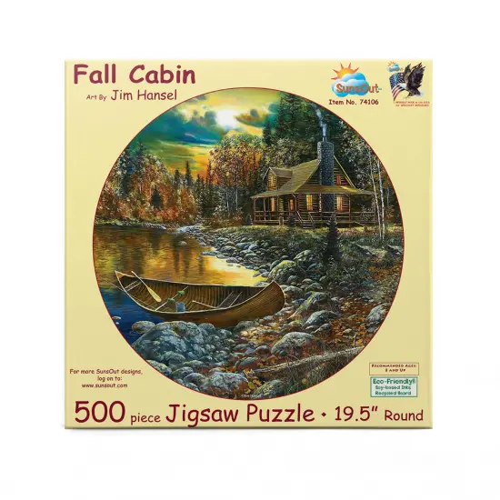 Sunsout Fall Cabin 500 pc Round Jigsaw Puzzle 74106 {4}