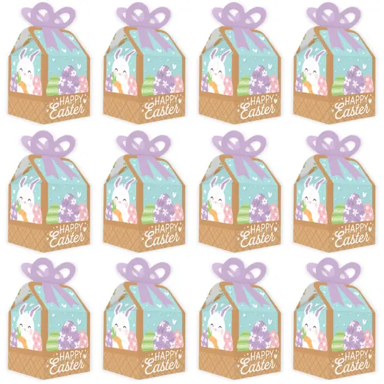 Big Dot of Happiness Spring Easter Bunny - Square Favor Gift Boxes - Happy Easter Party Bow Boxes - Set of 12 {6}