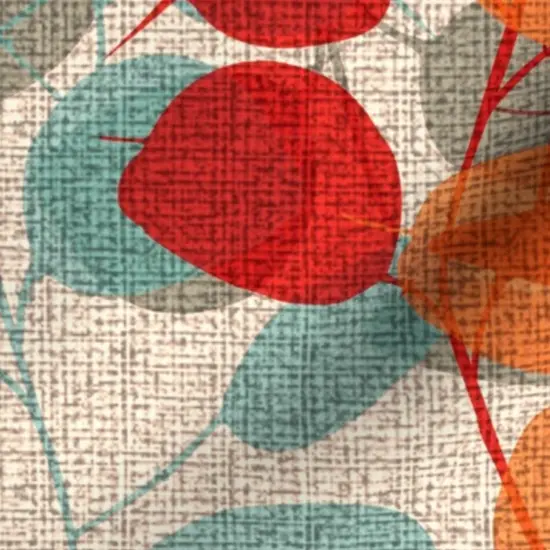 Various Fabrics by the Yard or Fat Quarter Botanical Leaves Faux Textured Red Brown Floral Nature Orange Branches Gray Lunaria Custom Printed Fabric by Spoonflower {7}