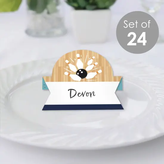 Big Dot of Happiness Strike Up the Fun - Bowling - Birthday Party or Baby Shower Tent Buffet Card - Table Setting Name Place Cards - Set of 24 {3}