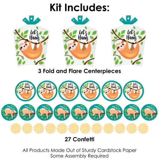 Big Dot of Happiness Let&rsquo;s Hang - Sloth - Baby Shower or Birthday Party Decor and Confetti - Terrific Table Centerpiece Kit - Set of 30 {4}