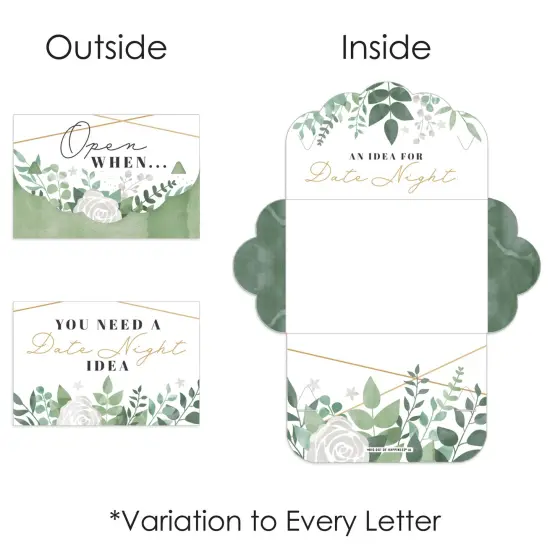 Big Dot of Happiness Boho Botanical - Cards for Couples Gift Box Kit - Open When Letters - Set of 8 {6}