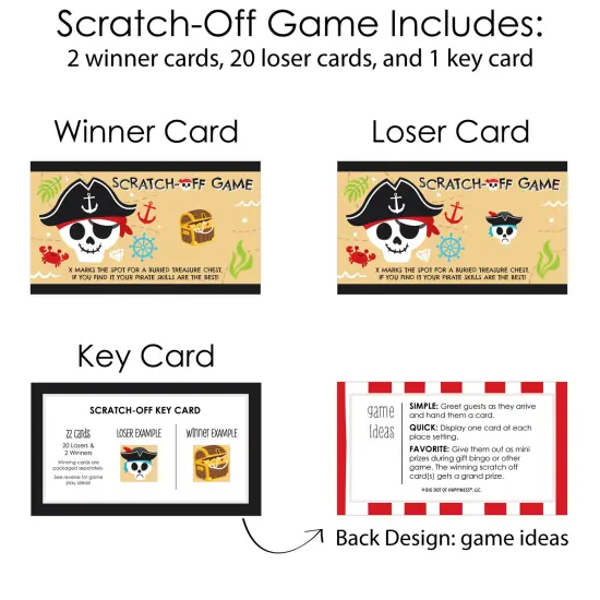 Big Dot of Happiness Pirate Ship Adventures - Skull Birthday Party Game Scratch Off Cards - 22 Count {6}