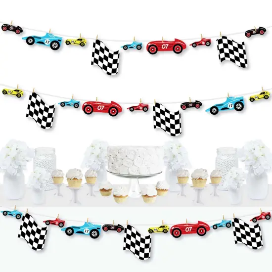 Big Dot of Happiness Let's Go Racing - Racecar - Race Car Birthday Party or Baby Shower DIY Decorations - Clothespin Garland Banner - 44 Pieces {1}