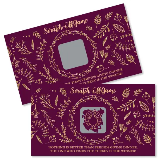 Big Dot of Happiness Elegant Thankful for Friends - Friendsgiving Thanksgiving Party Game Scratch Off Cards - 22 Count {1}