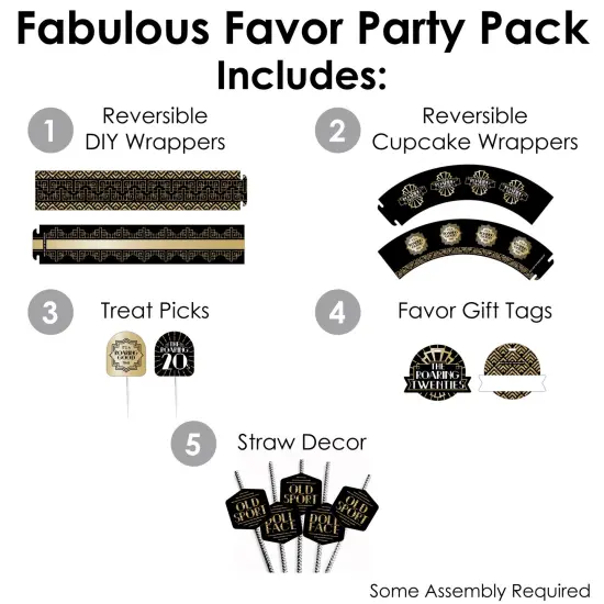 Big Dot of Happiness Roaring 20&rsquo;s - 1920s Art Deco Jazz Party Favors and Cupcake Kit - Fabulous Favor Party Pack - 100 Pieces {3}