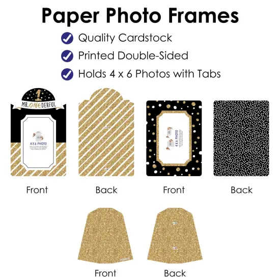 Big Dot of Happiness 1st Birthday Little Mr. Onederful - Boy First Birthday Party 4x6 Picture Display - Paper Photo Frames - Set of 12 {6}