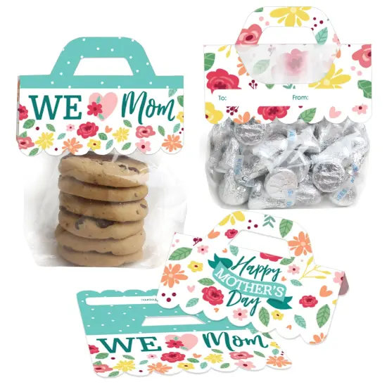 Big Dot of Happiness Colorful Floral Happy Mother's Day - DIY We Love Mom Party Clear Goodie Favor Bag Labels - Candy Bags with Toppers - Set of 24 {1}