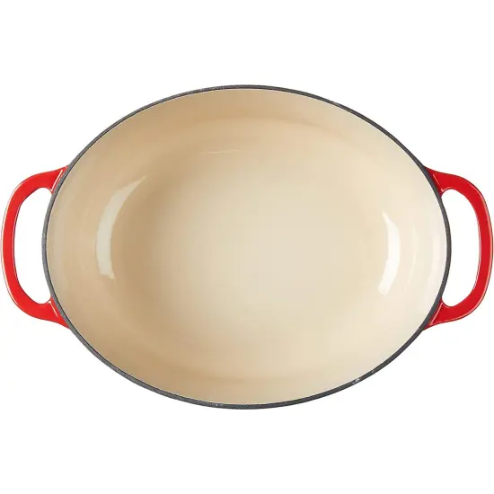Lodge 7qt Oval Dutch Oven Red Enamel {4}