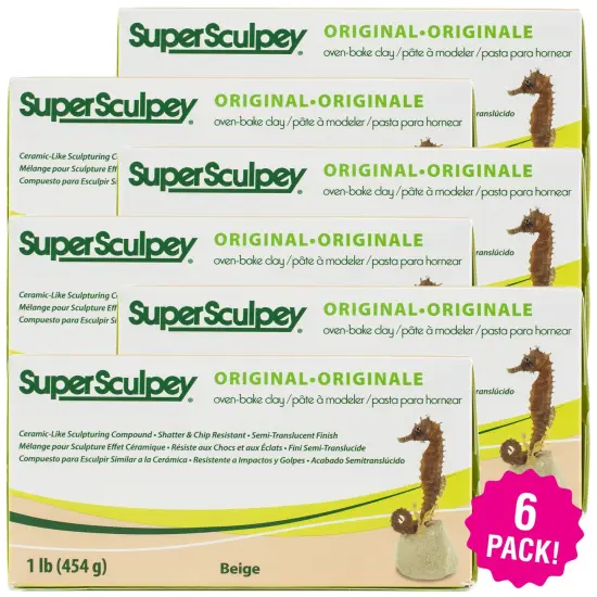 Multipack of 6 - Super Sculpey Polymer Clay 1lb-Beige {1}