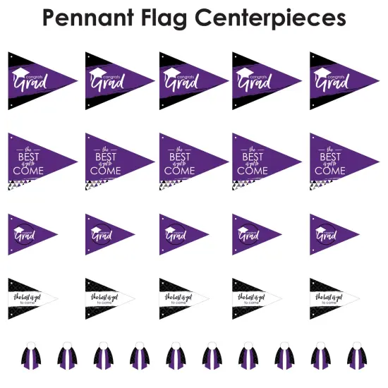 Big Dot of Happiness Purple Grad - Best is Yet to Come - Triangle Purple Graduation Party Photo Props - Pennant Flag Centerpieces - Set of 20 {7}
