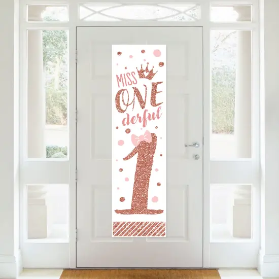 Big Dot of Happiness 1st Birthday Little Miss Onederful - Girl First Birthday Party Front Door Decoration - Vertical Banner {3}